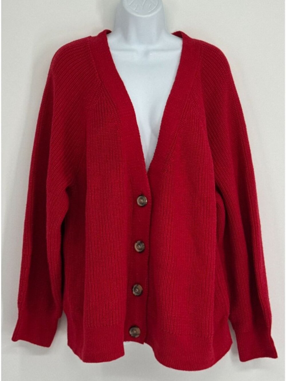 Old Navy Women 3X Red Button-Front Cardigan Sweater Cotton Blend